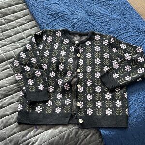 Elegant Black Floral Women's Cardigan